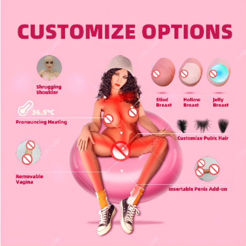 Customized: Detachable vagina, jelly breast, hollow breast, pubic hair, body heating, voice function, shrug, lower body clip suc