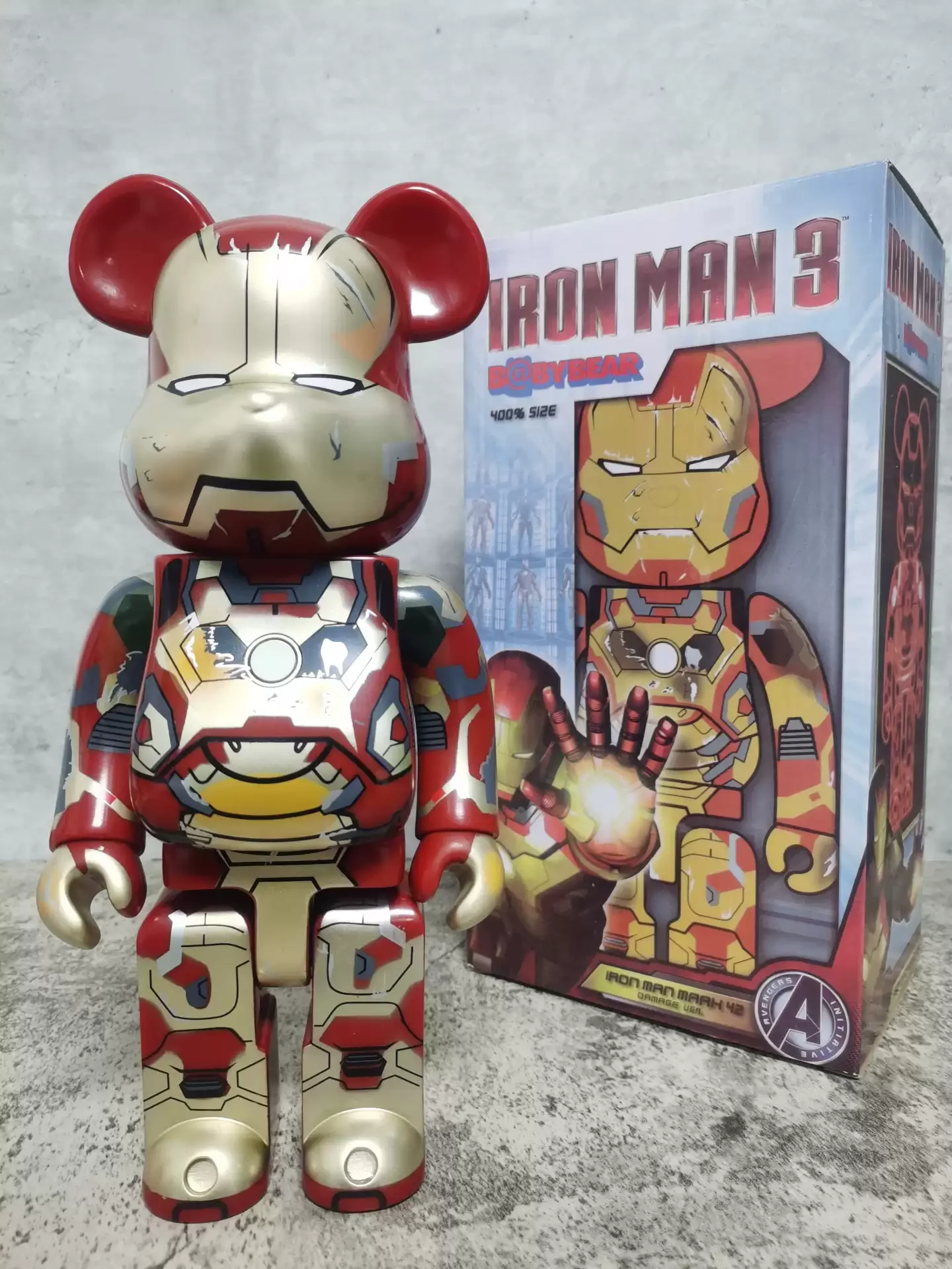 

Bearbrick 400% War damage Iron Man Be@rbrickly 28cm Deadpool Tendon Man anime cartoon doll trend Decoration Teddy Bear