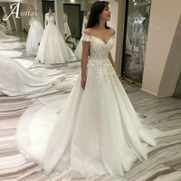 high quality sexy off the shoulder wedding dress grace ball gown beach bridal gown delicate lace appliqued vestidos de novia