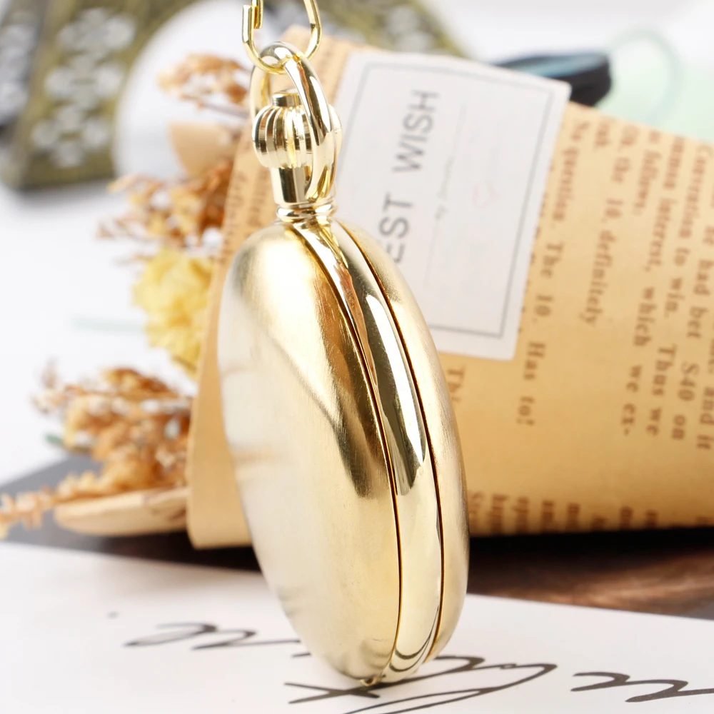 Luxury Gold 2 Sides Open Case Mechanical Pocket Watch For Men Women Business Fashion Necklace Sweater Chain Pendant PJX043