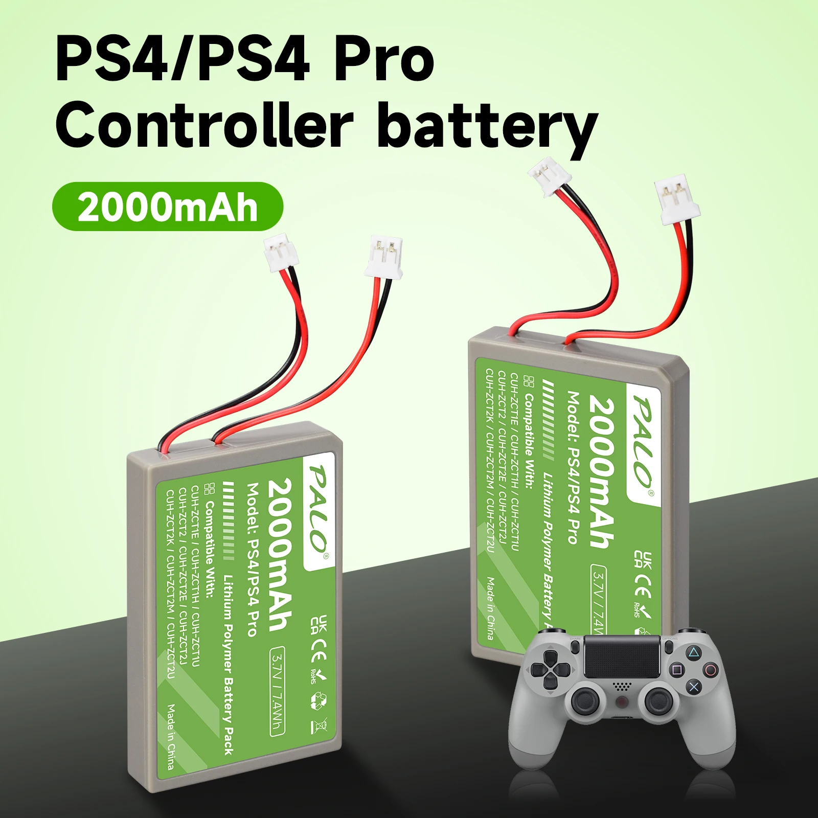 Фото Аккумулятор PALO 2000 мАч для беспроводного геймпада Sony PS4/PS4 Pro (модели CUH-ZCT1E, CUH-ZCT1U, CUH-ZCT2 или CUH-ZCT2U) – замена батареи №2