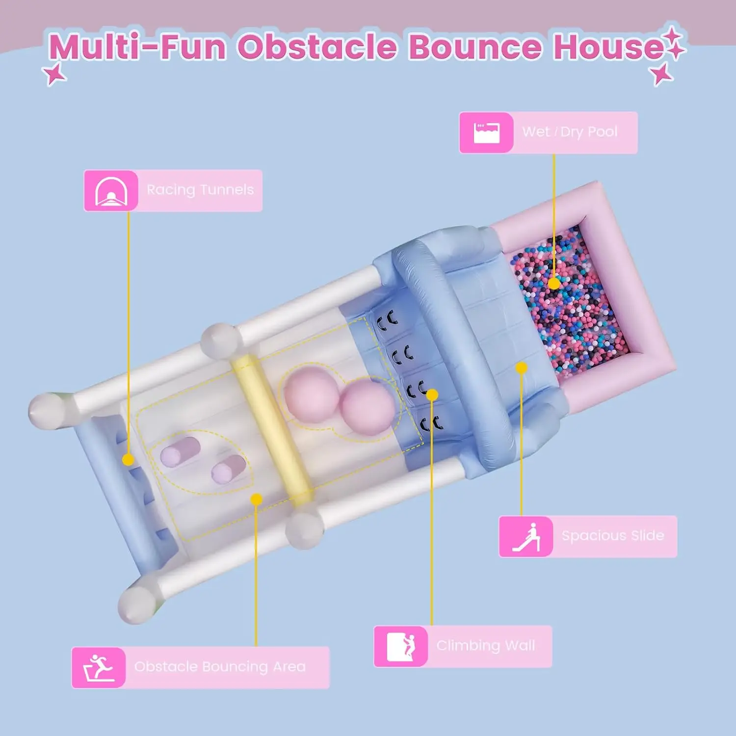 Коммерческий дом с препятствиями 24 фута детский надувной из 100% ПВХ для влажной и