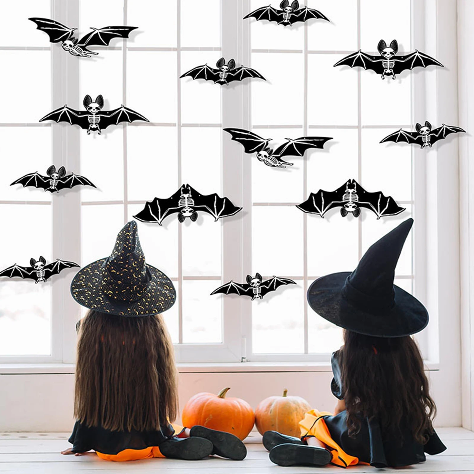 Декор двора для вечеринки в честь Хэллоуина - 12шт светящихся скелетов летучих