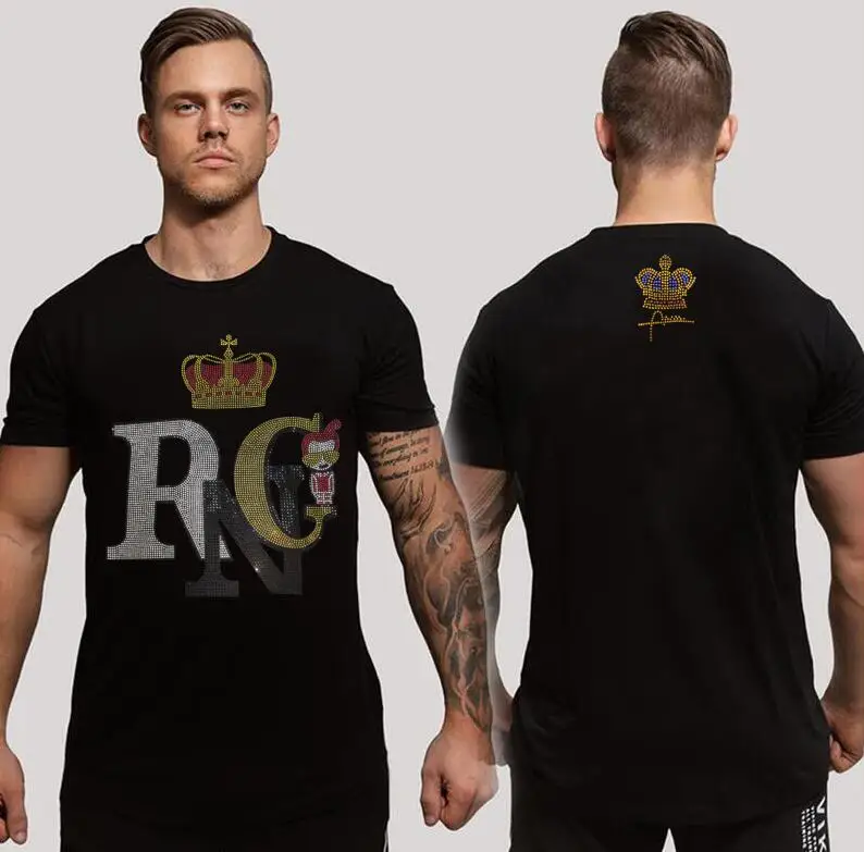 

2023 men's T-shirt drop shipping Korean Style Rhinestone Clothes Short Sleeve size S-4XL Tops
