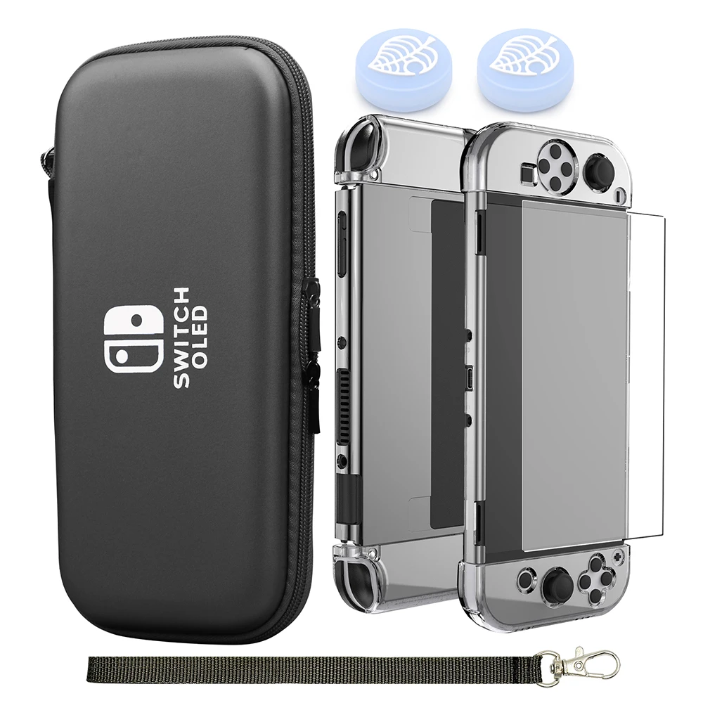 

Nintend Switch OLED Accessory Carry Case Kit Screen Protector Film Glass PC Hard Case Cover Hand Bag for Nintendo Switch OLED