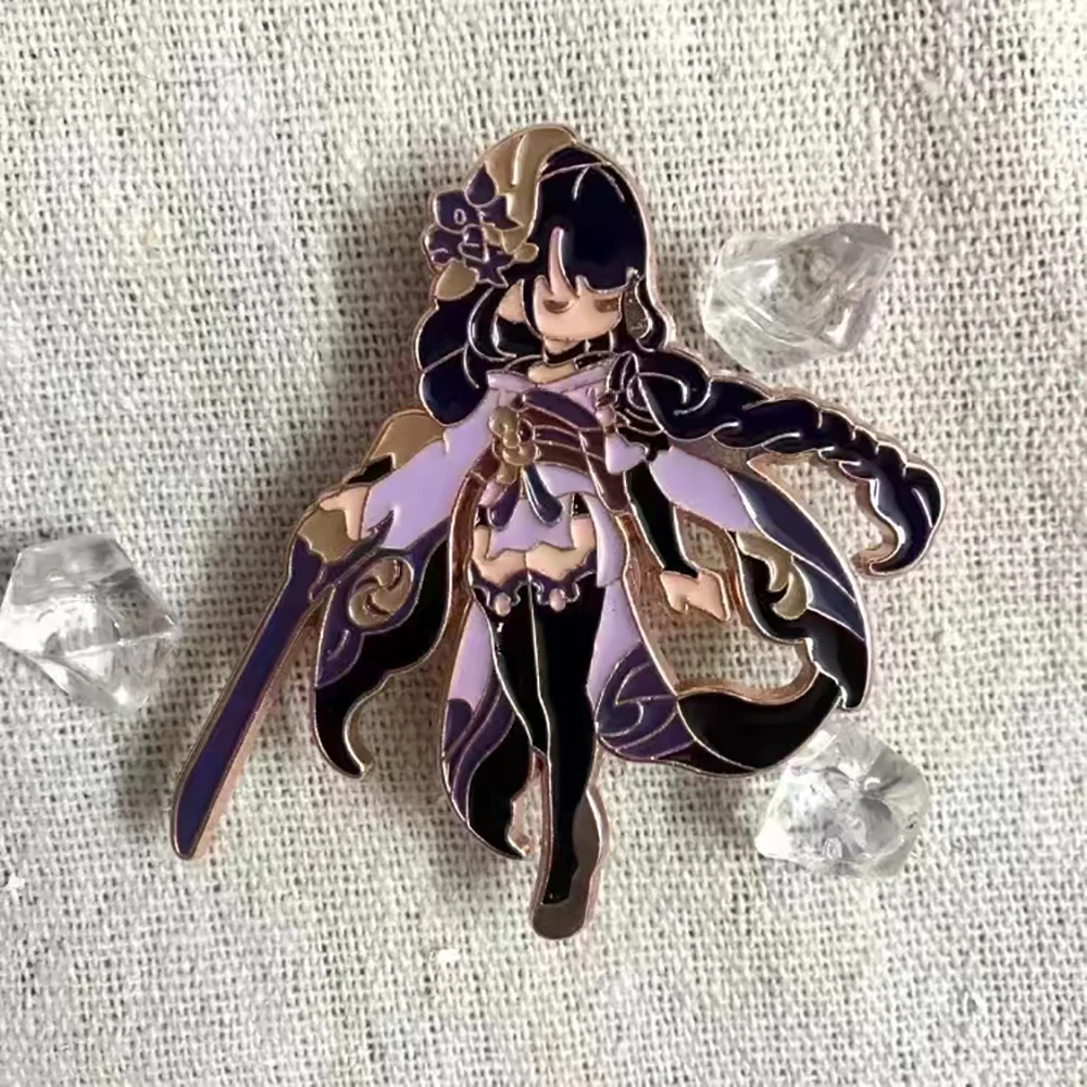 

Genshin Impact Kazuha Tartaglia Diluc Metal Pins Character Shape Badges Gifts Cute Anime Costume Props