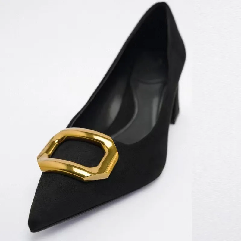 TRAF Black High Heels Shoes For Women Pumps 2023 Spring Summer Elegant Female Heeled Shoes Luxury Women's Shoes Office Lady Shoe