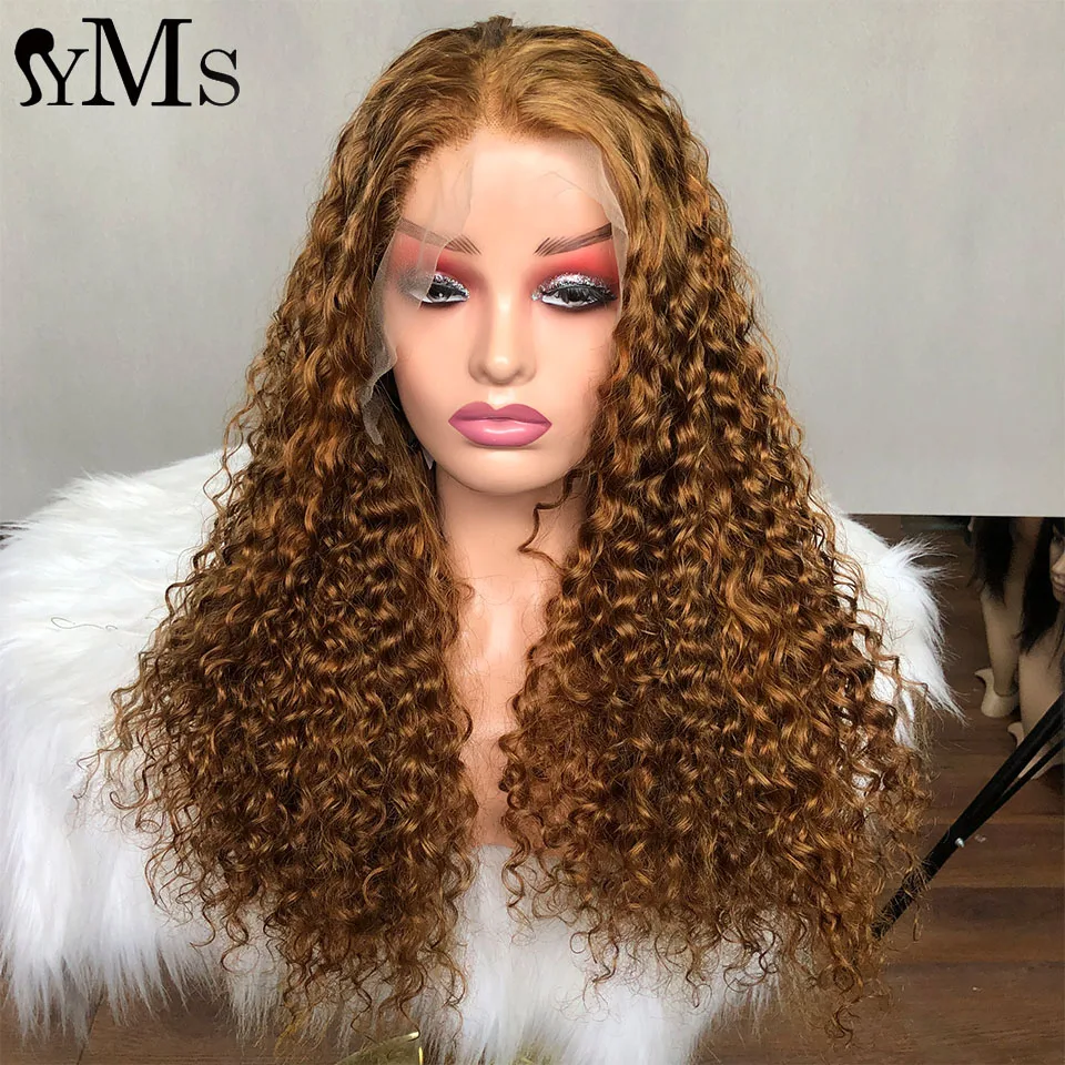 

200% Density Funmi Brazilian Human Hair 13x4 Lace Front Wig Pre Plucked Glueless Colored Curly HD Transparent Lace Frontal Wig
