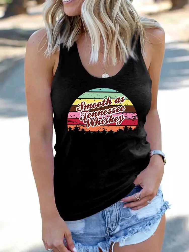 

Summer Sleeveless T-shirt Smooth As Tennessee Whiskey Racerback Tank Top Sexy Crop Top Ropa Mujer Tops y2k Clothes Corset Tops