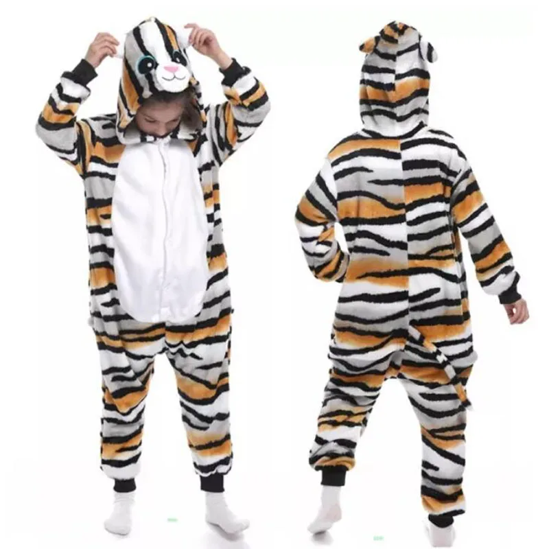 Family Kigurumi Pajamas Oragne and Grey 3 Colors Cat Animal Onesie Cosplay Costume Pajamas For Kids and Adults With Slippers