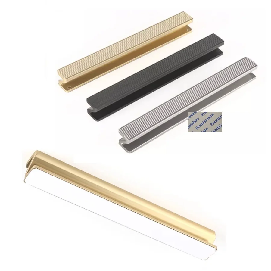 

1Piece Aluminum Alloy Concise Z Shaped Sticking Glass Door Pull Matte Black Silver Gold