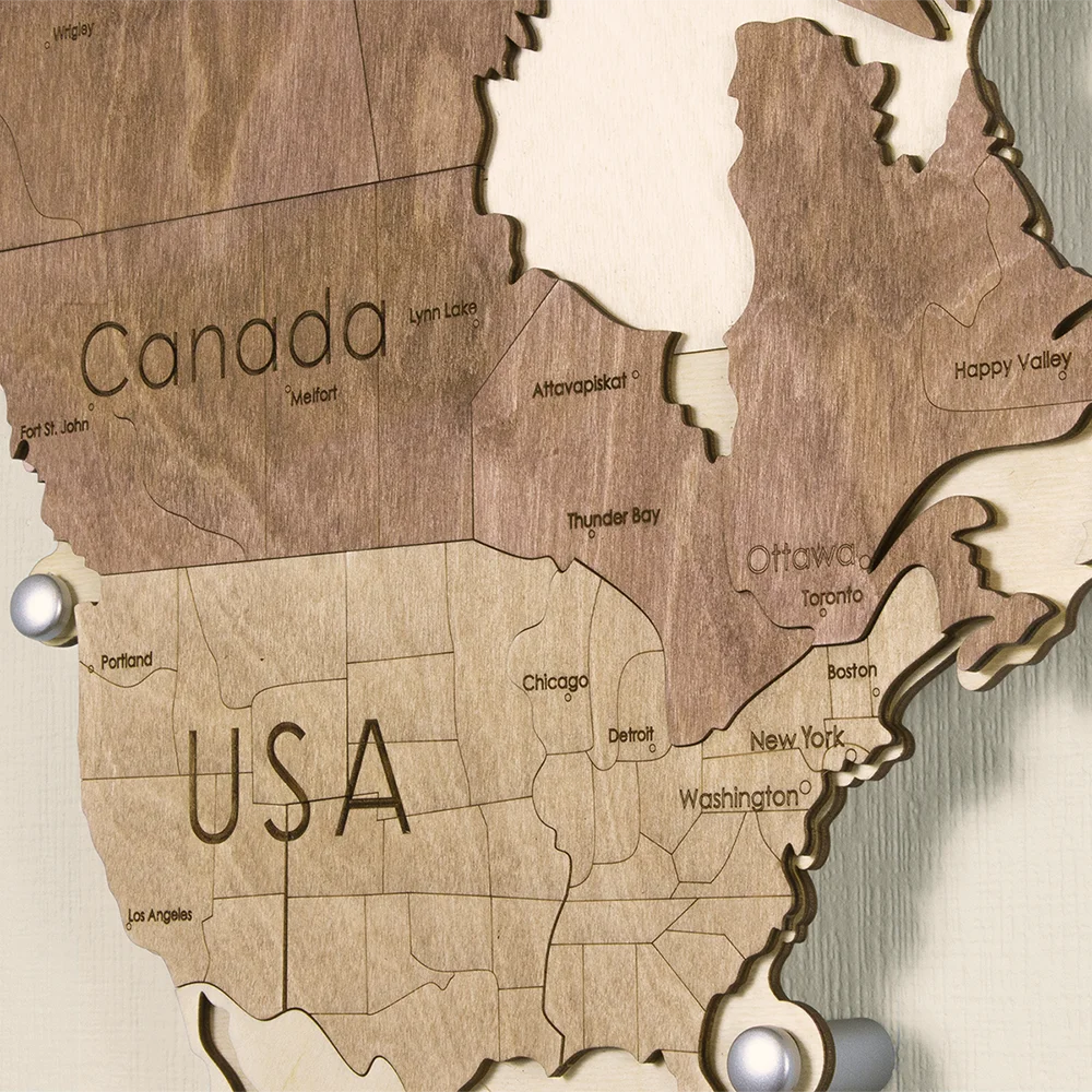 Карта мира из дерева 160*85 см / Стеновая декорация Деревянные пазлы детские Декор