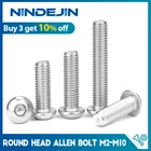NINDEJIN M2 M2.5 M3 M4 M5 M6 M8 M10 Шестигранная головка с шестигранной головкой Винты с круглой головкой из нержавеющей стали болты с шестигранной головкой ISO7380