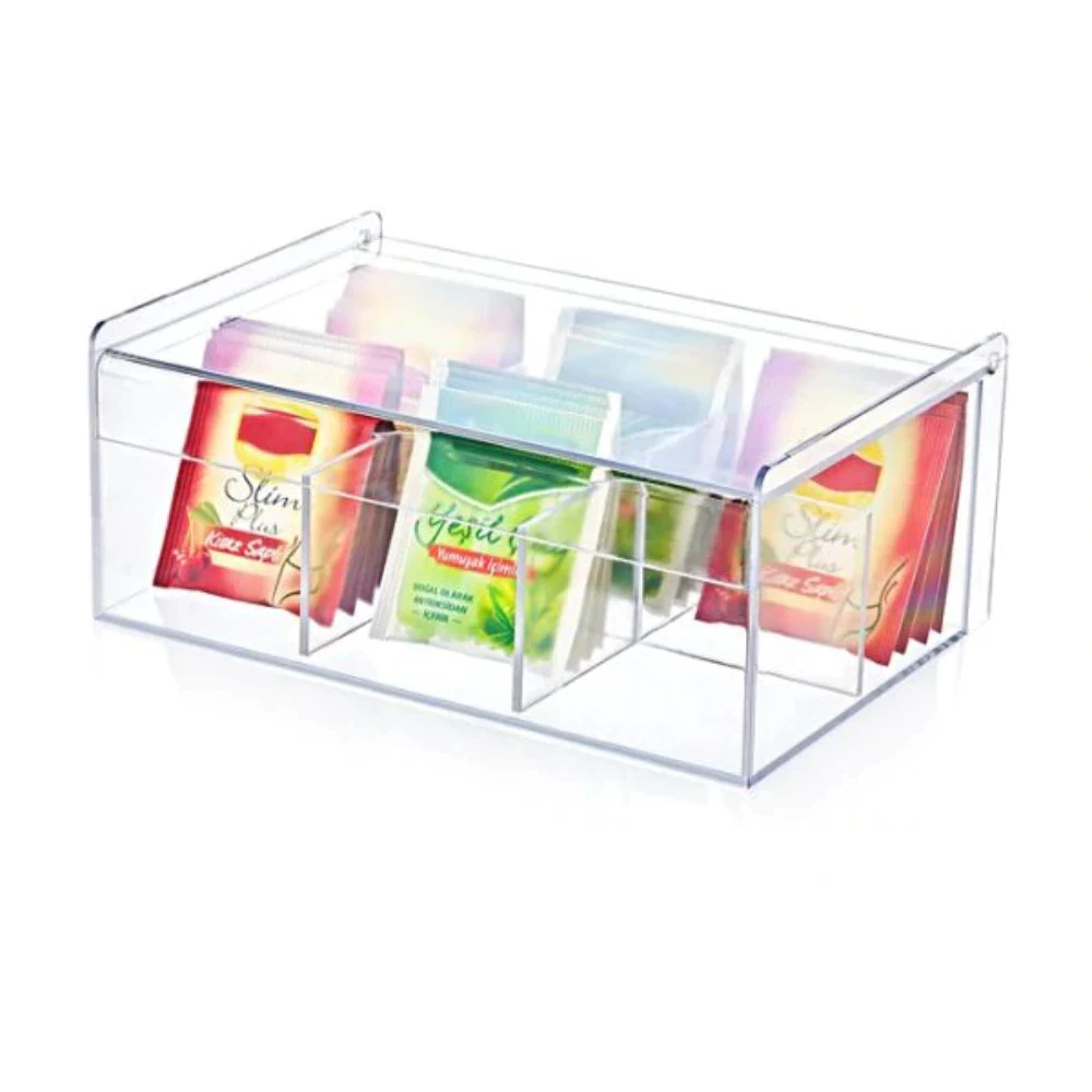 

Tea Box Coffee Tea Bag Teacup Infuser Storage Holder Organizer Set Lid 6 Compartments Cabinets Home Tea Acrylic Chinese Kitchen