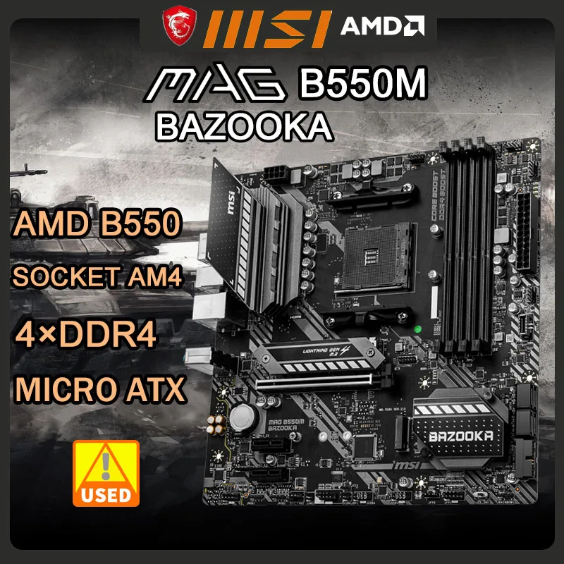 

B550 Motherboard MSI MAG B550M BAZOOKA Motherboard Socket AM4 DDR4 PCI-E 4.0 USB3.2 Micro ATX For AMD Ryzen 3000/5000 cpu