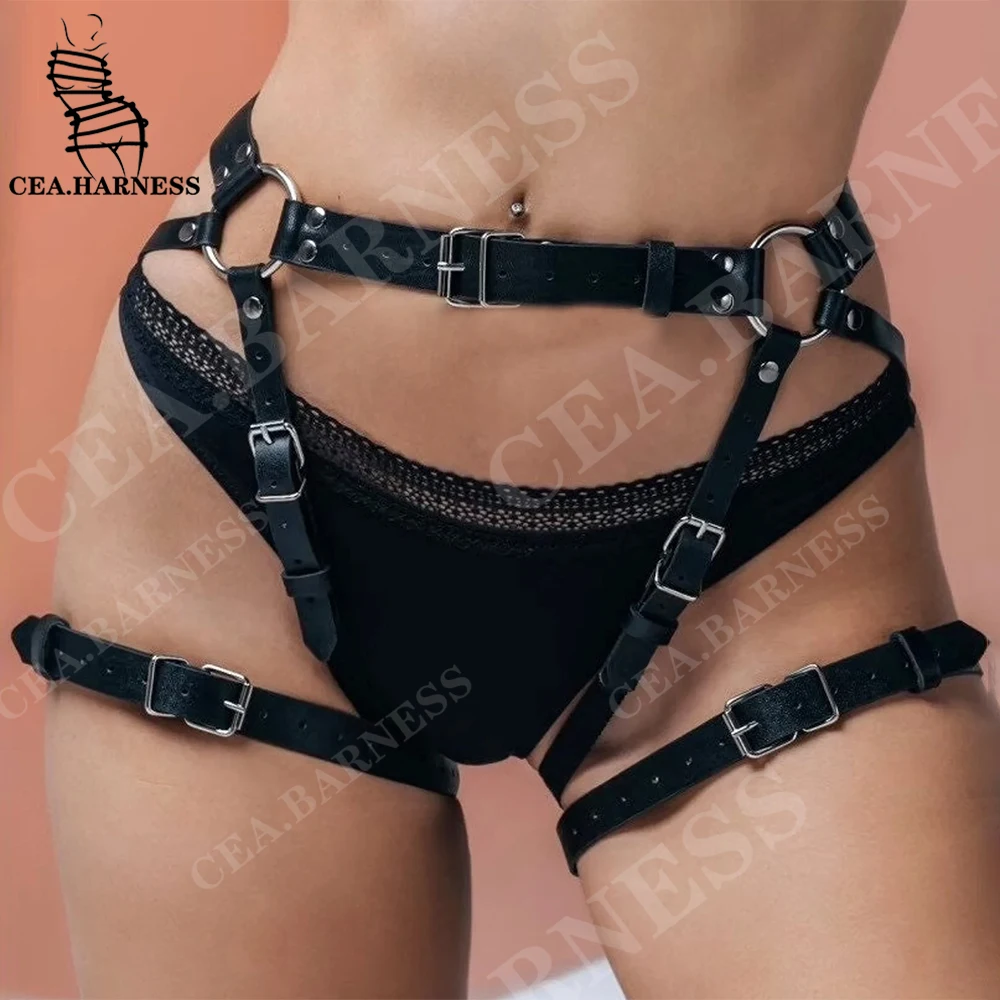 Gothic Sexy Hips Leather Harness Cage Bdsm Thigh Bondage Garter Straps for Women's Underwear Fashion Fetish Waist Sword Belts