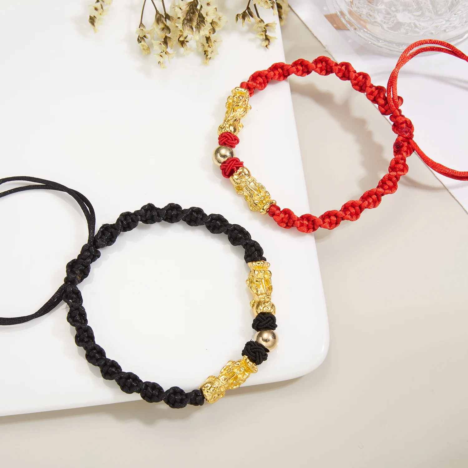 

Handmade Braided Rope Pixiu Bracelets Women Men Feng Shui Crystal Stone Beaded Bracelet Unisex Good Luck Wealth Birthday Jewelry