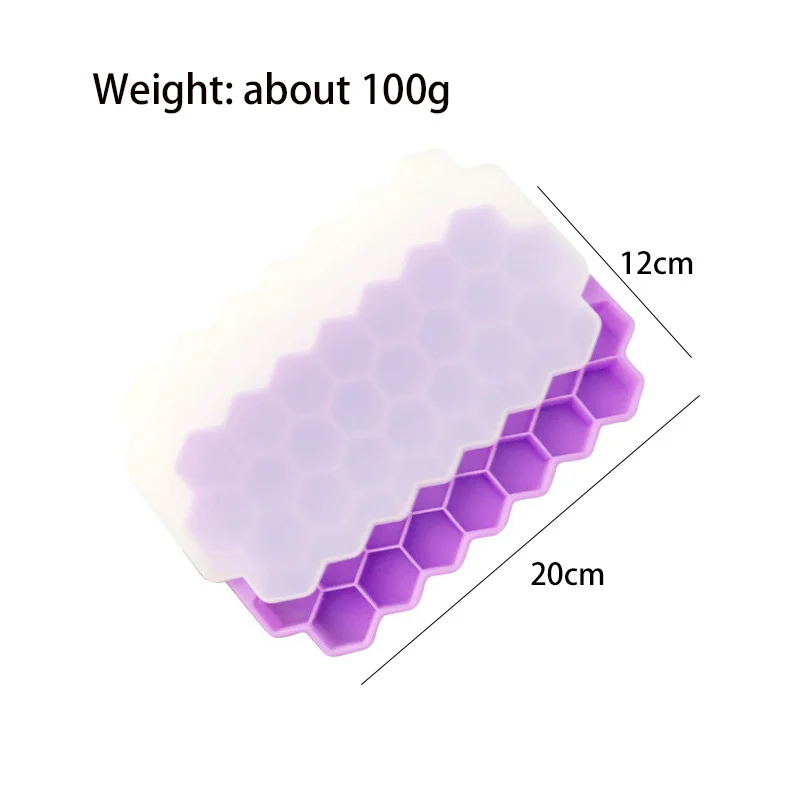 

Силиконовая форма для кубиков льда, 37-сетка, сотовая форма, большая емкость, лоток для льда, пищевая форма для изготовления льда, многоразовая форма для льда с крышкой
