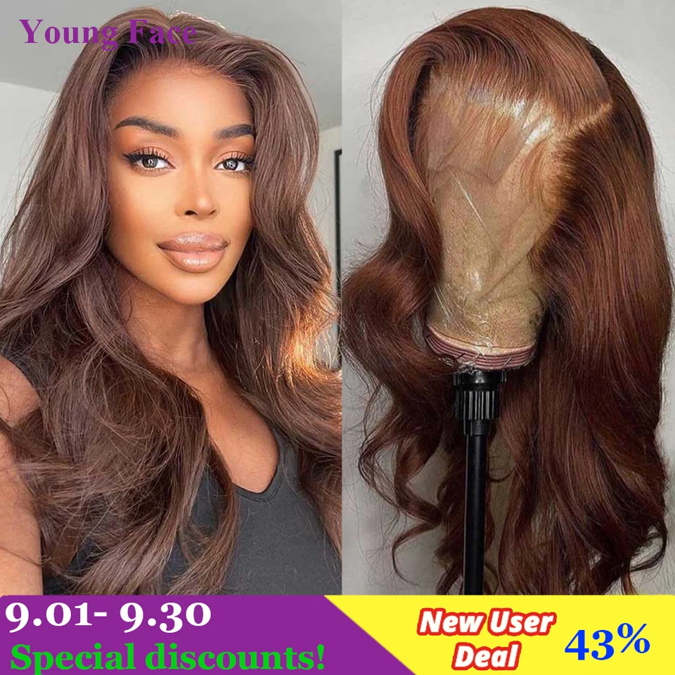 Chocolate Brown Body Wave Lace Front Wigs 13x6 13x4 HD Transparent Lace Frontal Human Hair Wigs For Black Women 200 Density
