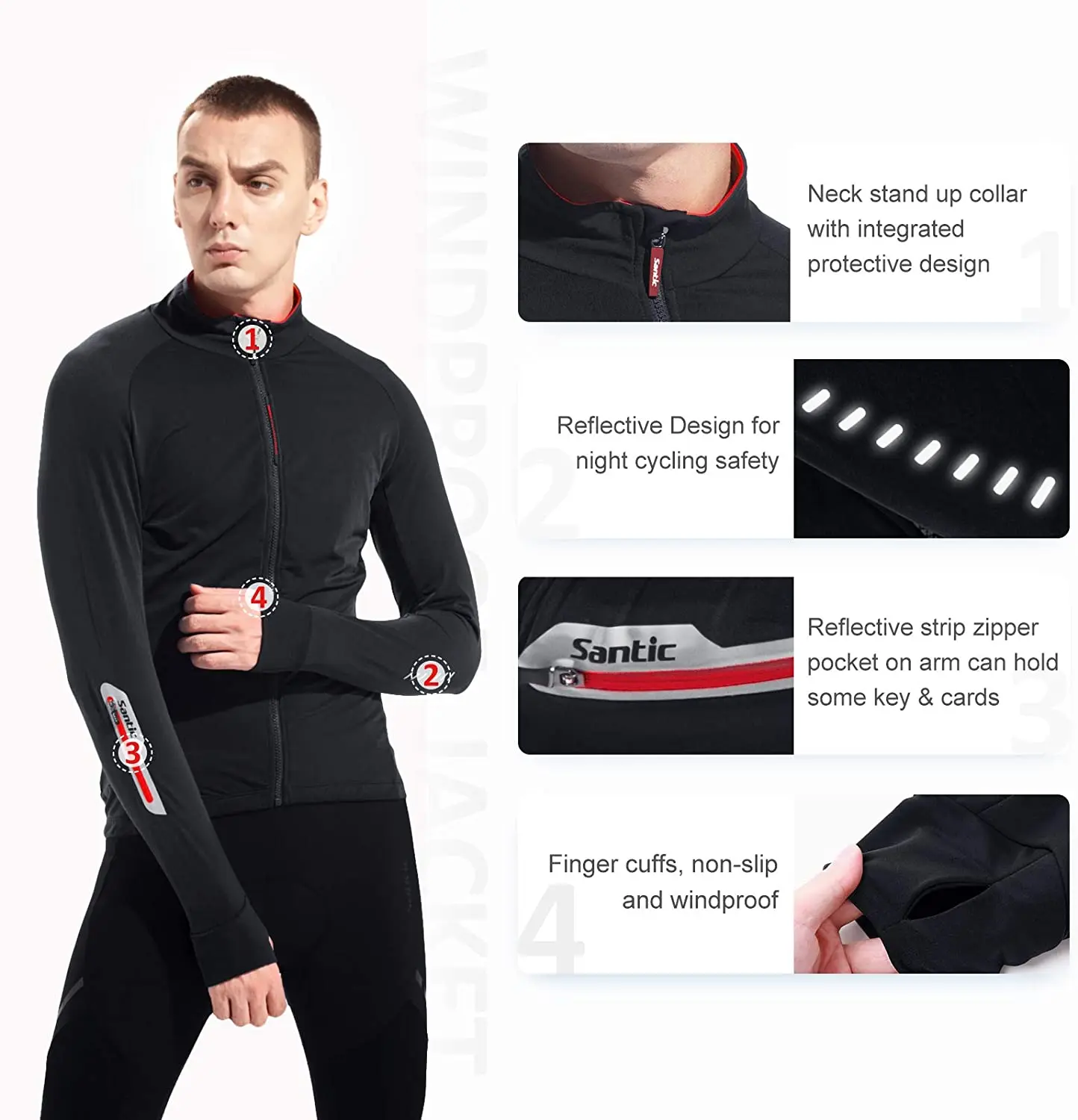 Вело-Джерси Santic зимние куртки для горного велосипеда ветрозащитные флисовые