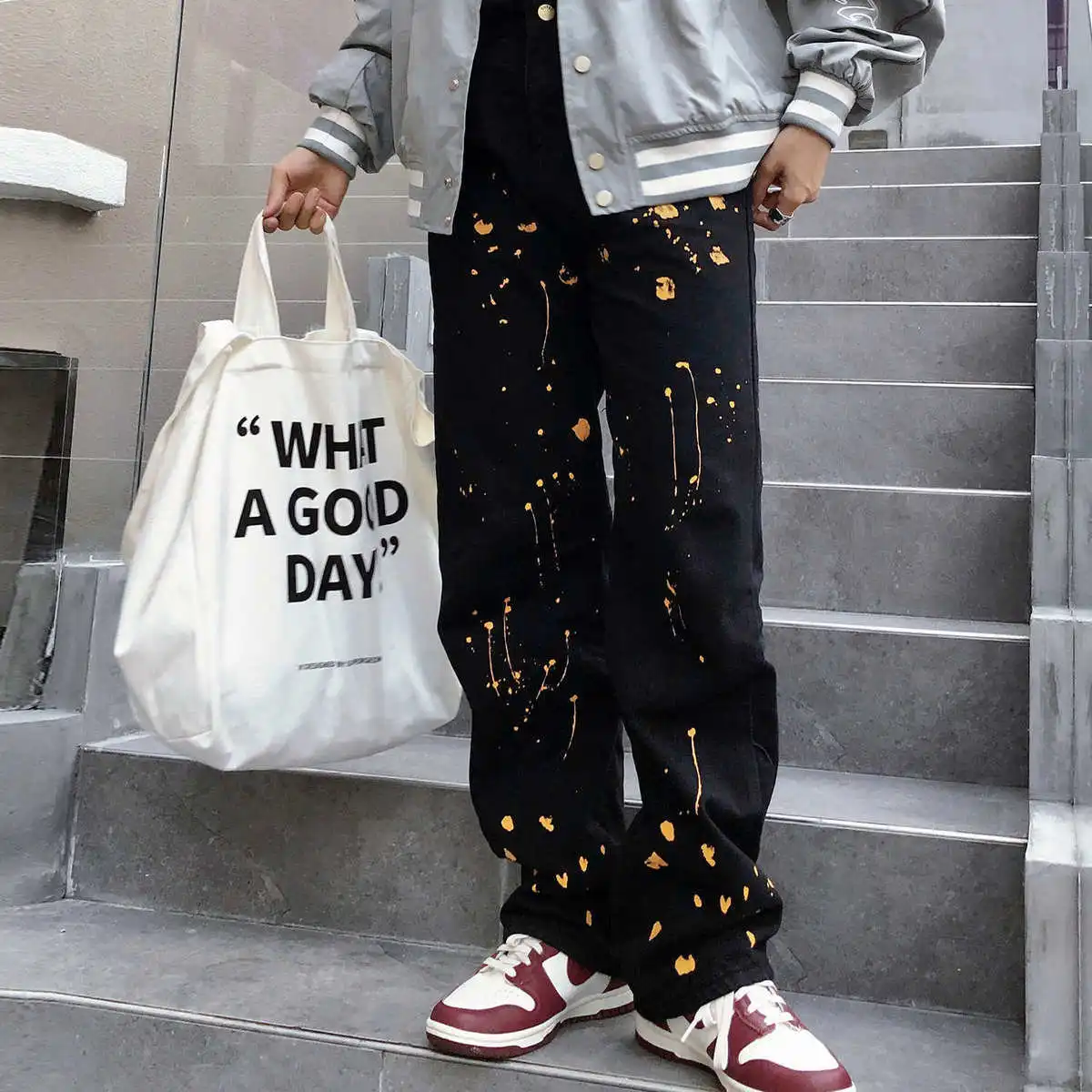 Graffiti Pants Men's Jeans Kpop Clothes Print Baggy Y2k Women's Harajuku Youth Trousers Printed Man Trendyol Hip Hop Tendance