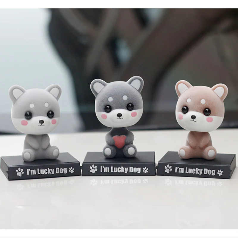 

10cm Flocking Shiba Shaking Head Doll Desktop Toy phone Support Gifts Car Decorations Cell Phone Seat Cute Car Dog Ornament