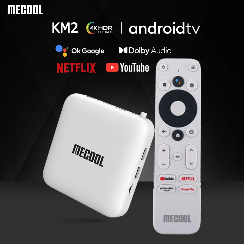 Mecool KM2 4K Android TV Box Amlogic S905X2 2GB DDR4 USB3.0 SPDIF 100M LAN WiFi Prime Video HDR 10 Widevine L1 TVBOX