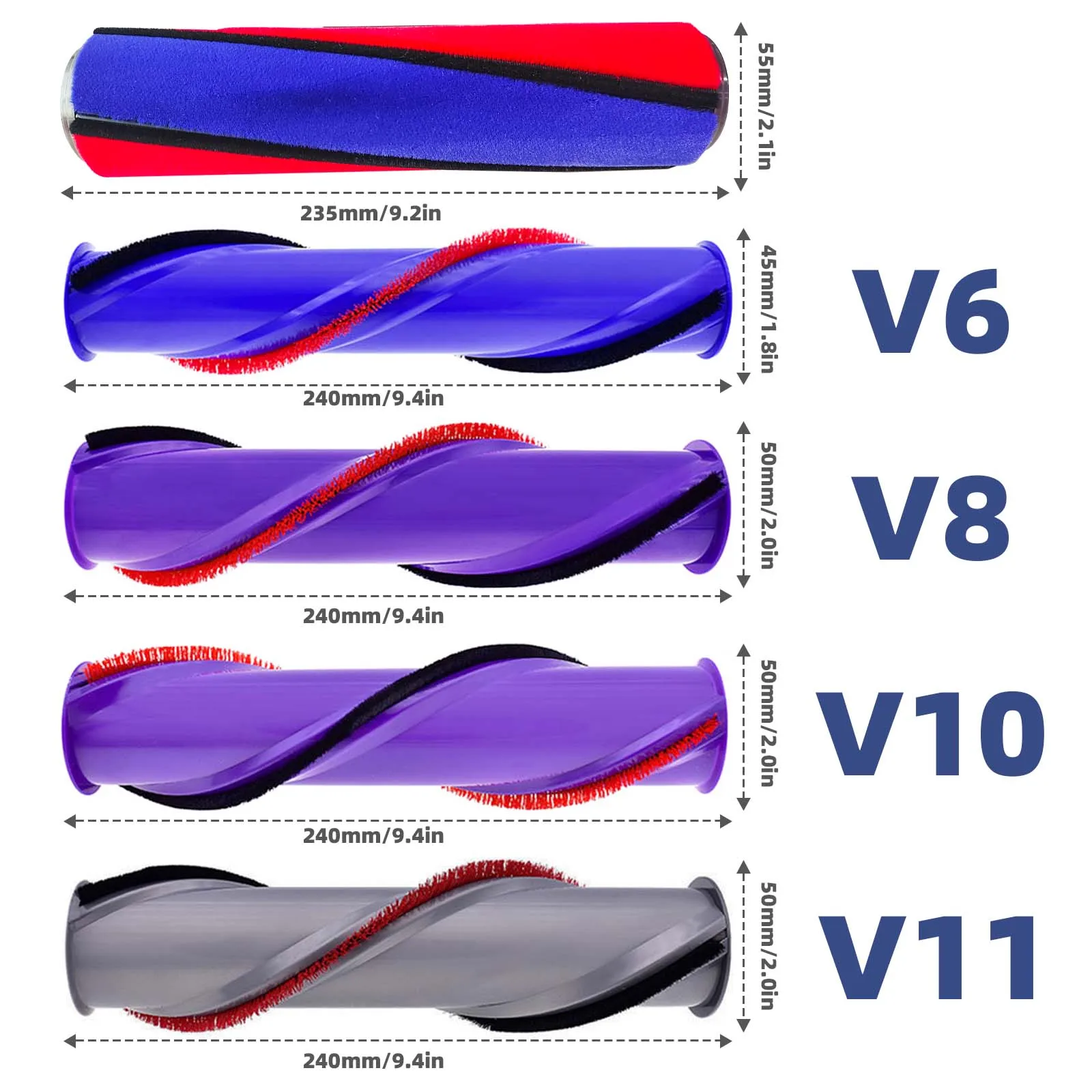 Soft Roller Brush Carpet Brushroll Bar For Dyson V6 V8 V10 V