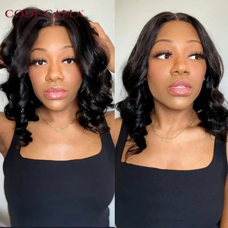 Объемная волна Короткий боб Парики из натуральных волос на кружеве для