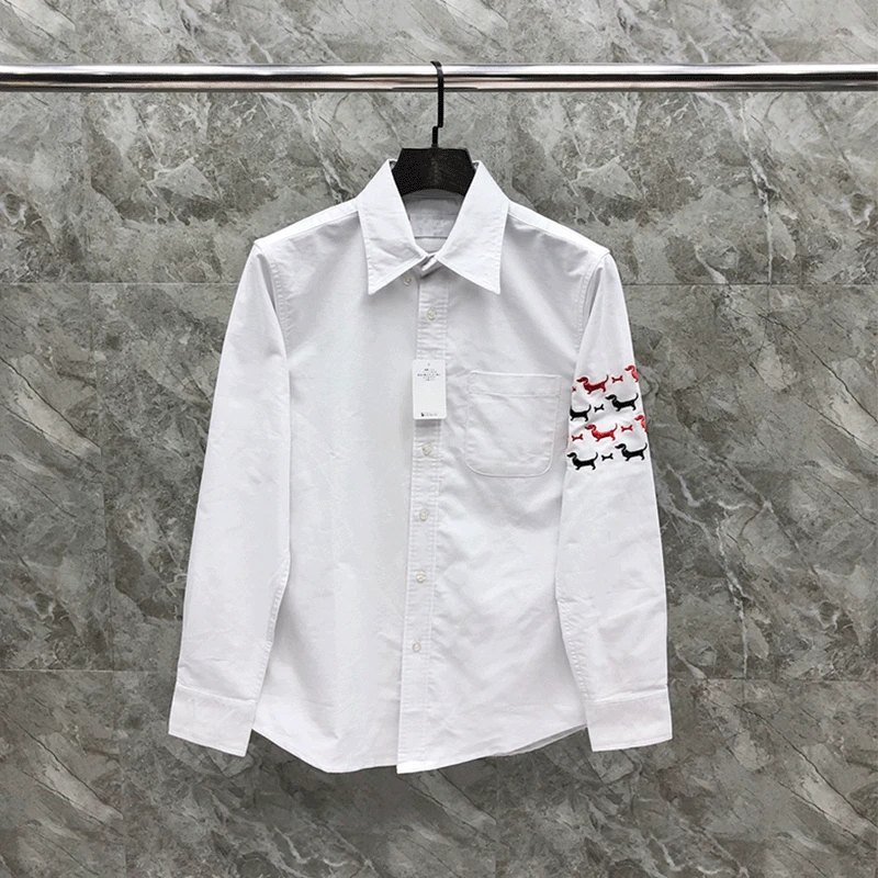 

TB Boutique Mens shirt Long Sleeve Cardigan Plus Size Clothes Homme Luxury Korean Fashion High Quality White TB Shirt Clothes