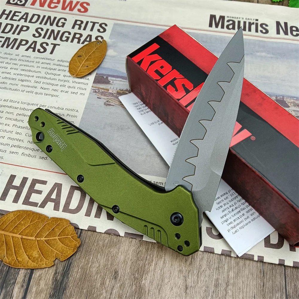 

Kershaw 1812OLCB Dividend Assisted Flipper Knife 3" D2 Composite Plain Blade Olive Aluminum Handles Tactical Hunting Knife EDC
