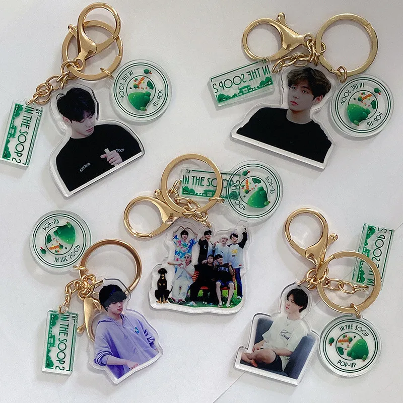 

KPOP Bangtan Boys Album IN THE SOOP2 Acrylic Keychain With 3 Pendant Bag Accessories JUNGKOOK J-HOPE JIMIN Fans Collection Gift