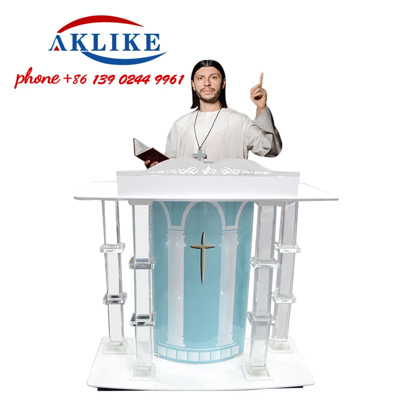 

2022 AKLIKE Acrylic Crystal Lectern Pulpitos For Churches Modern Rostrum High-end Lecturers Auditorium Glass Pulpit Podium