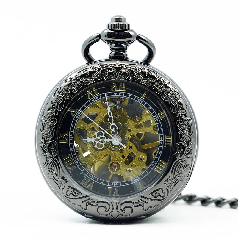 

Vintage Roman Numeral Pocket Watch For Men Women Mechacnical Hand-winding Steampunk Pendant Chain Fob Watches relógio de bolso