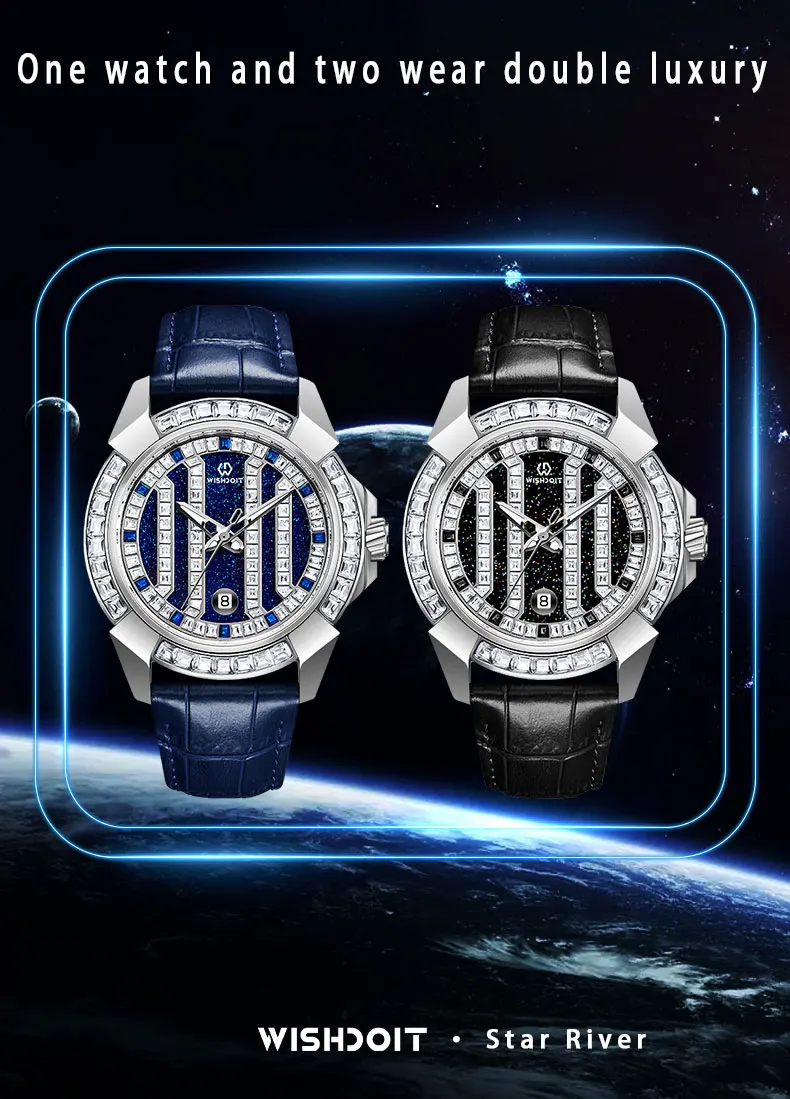 Wishdoit Мужские кварцевые часы синего цвета