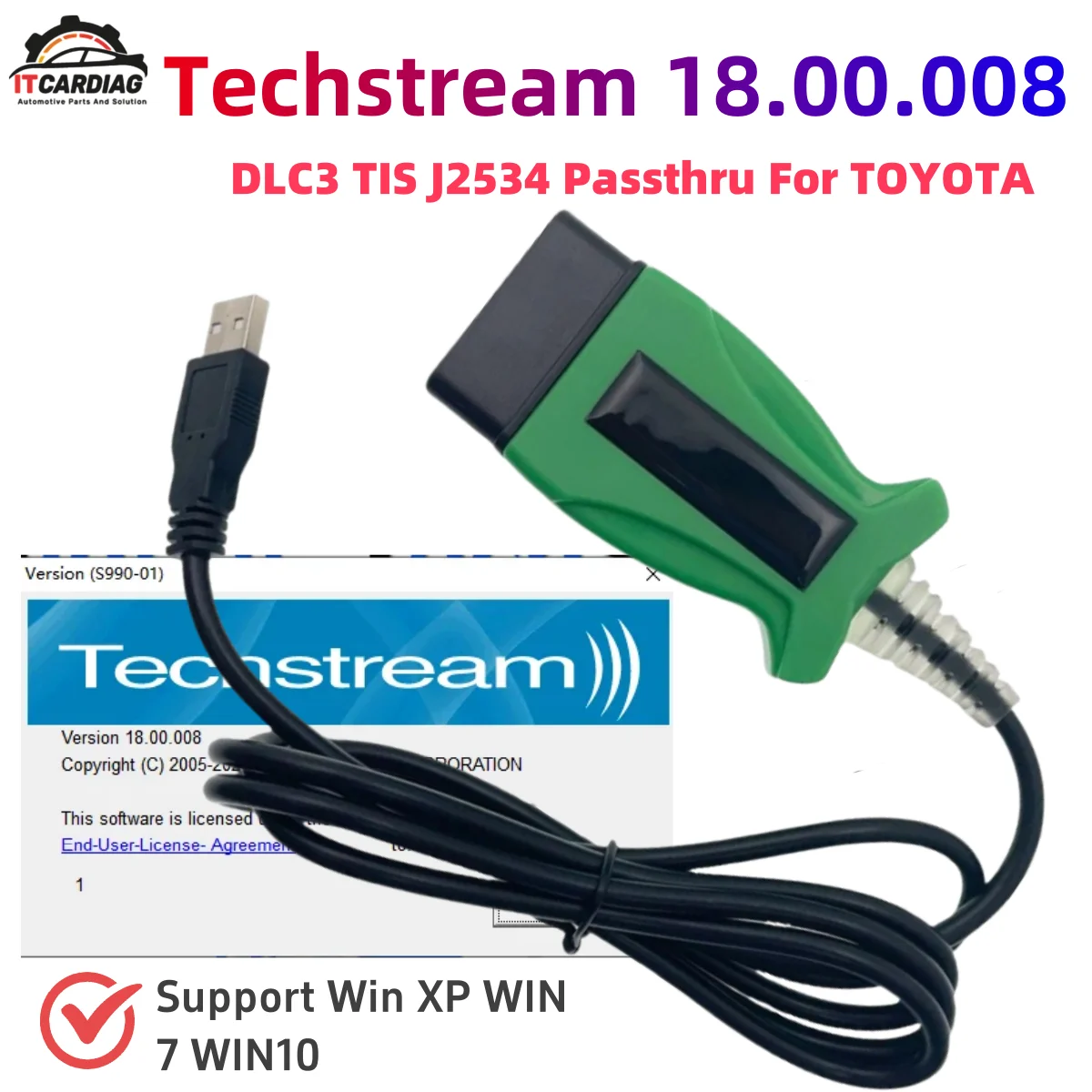 DLC3 Techstream 18.00.008 для Toyota 2 TOYOTA2 TIS J2534 Passthru OBD-2 OBDII Автомобильный диагностический