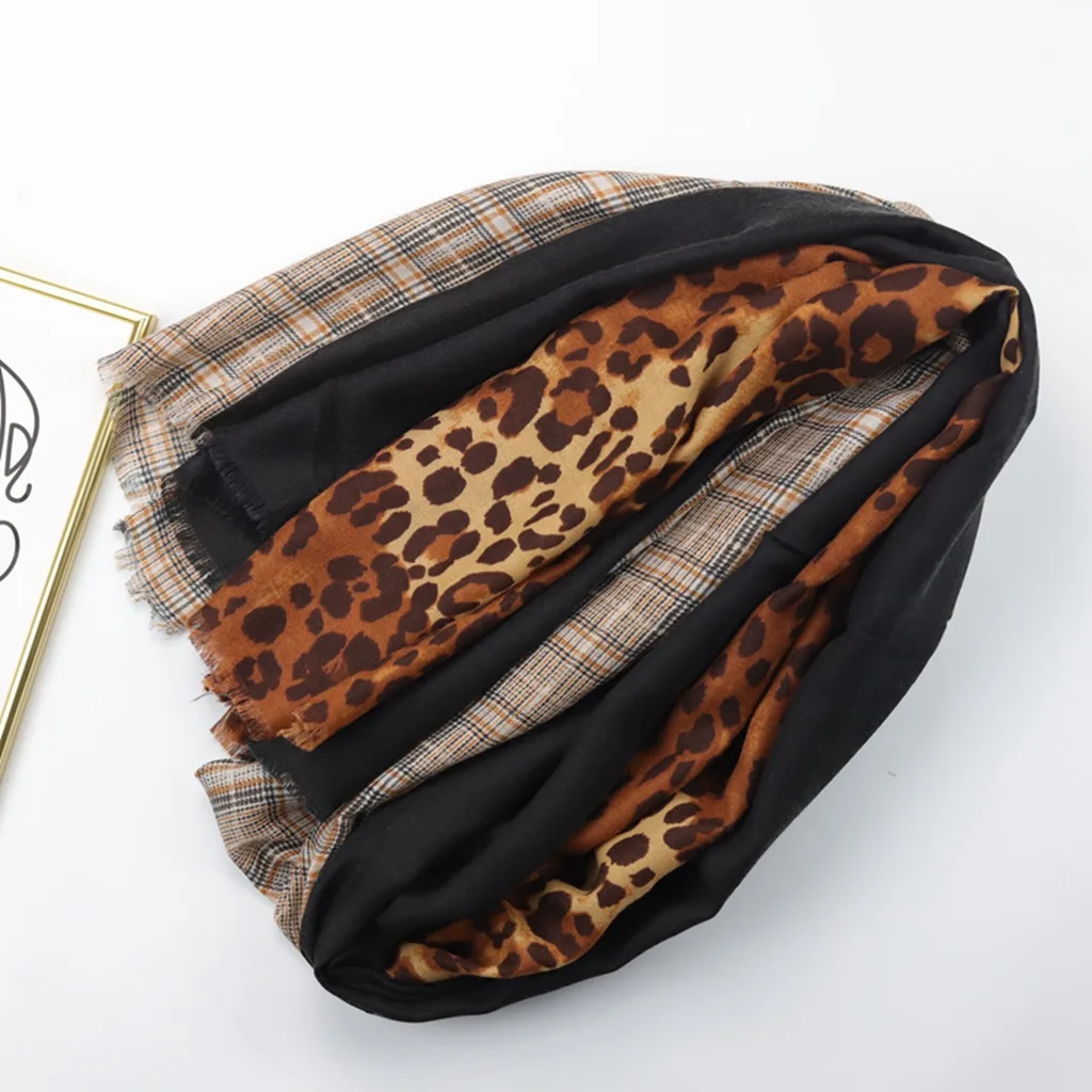 1 пара 180 см * 90 клетчатого длинного шарфа с леопардовым принтом однотонный