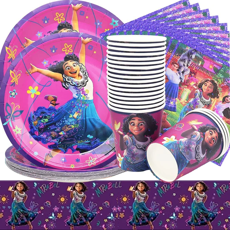 

Disney Encanto Mirabel Birthday Party Decorations Disposable Tableware Cups Plates Tablecloths Girls Baby Shower Party Supplies