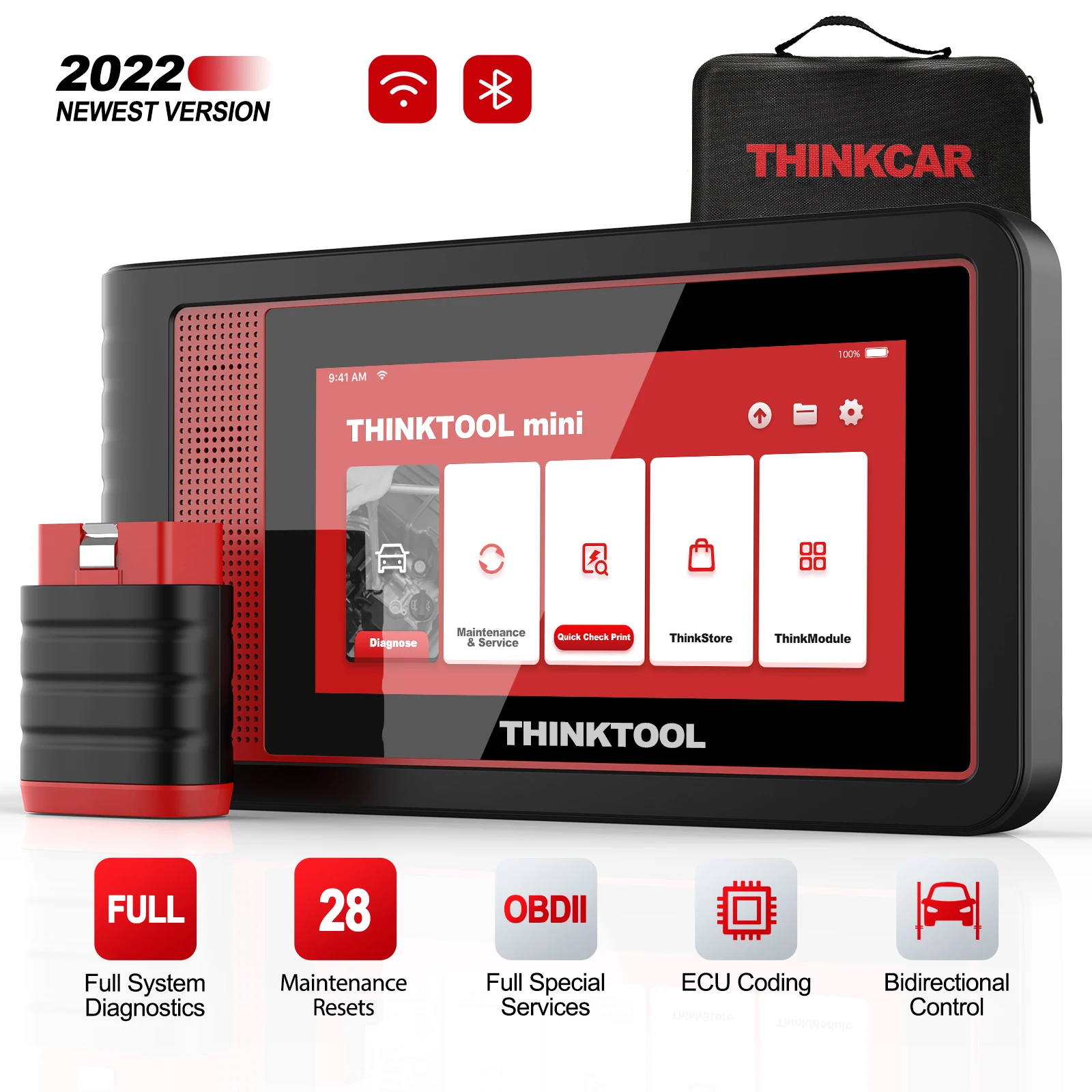 

THINKCAR Thinktool Mini OBDII Автомобильный сканер, полная система диагностики автомобиля, Инструменты 28, сброс OBD 2, считыватель кодов, бесплатное обновл...