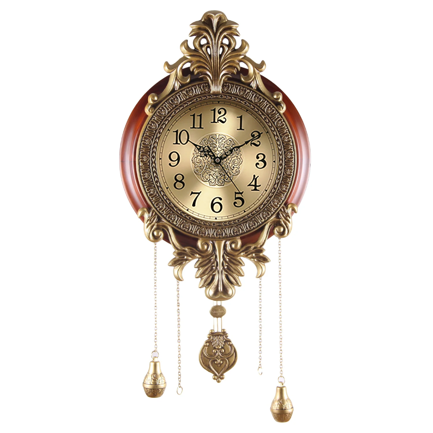 

Aero Snail Large Retro Wall Clock Swinging Pendulum Royal Line Silent High-end Luxury Metal Wood Mid Century Vintage Style