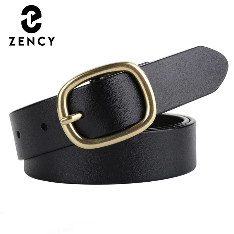 Zency Soft Genuine Leather Waist Belt High Quality Luxury Fashion Strap For Female 2023 New Classic Vintage Women's Waistband