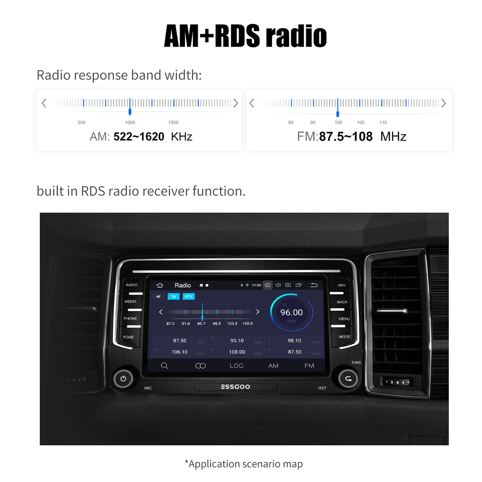 Фото Автомагнитола ESSGOO, мультимедийный плеер 2 Din, 7 дюймов, Android 10, 32 ГБ, AM RDS, DSP, для Volkswagen, VW Seat, Skoda №3