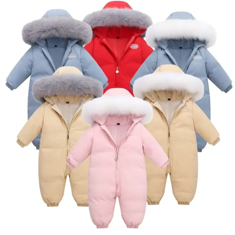 

Baby Down Romper Newborn Baby Clothes Winter Snowsuit Plus Velvet Thick Baby Boys Jumpsuit Romper boy Overalls Toddler Coat