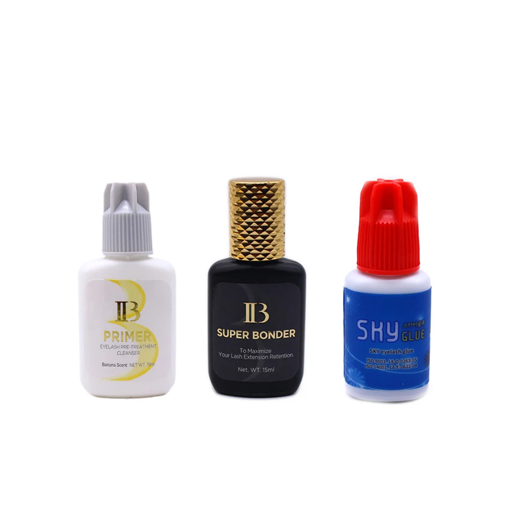 

3Bottles/Set Origianl Korea IB Eyelash Extension Glue Primer Professinal IB Super Bonder and Sky Plus Glue For Eyelash