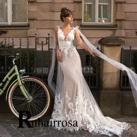 ruhair delicate mermaid wedding dresses bow tulle shawl modern court train scoop sleeveless personalised vestidos de novia