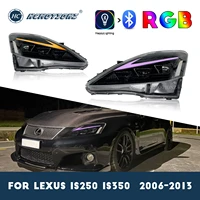 hcmotion car led headlights assembly for lexus is250 is350 c isf 2006 2013 drl auto styling front lamps accessories rgb lights