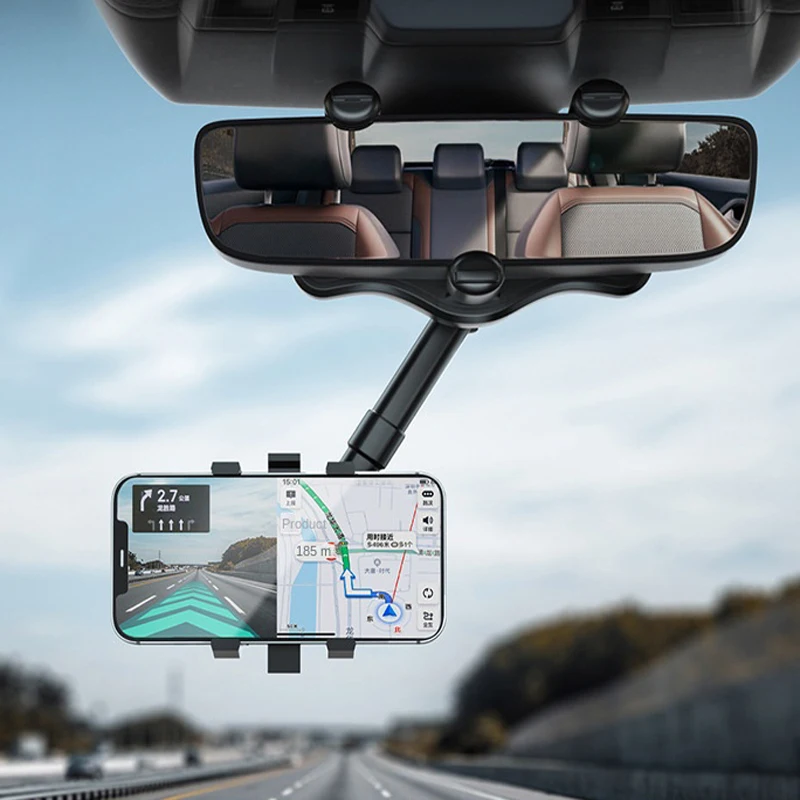 

1Pcs Car Rearview Mirror Phone Holder Mount Phone and GPS Holder Universal 360° Rotatable Adjustable Telescopic Phone Holder