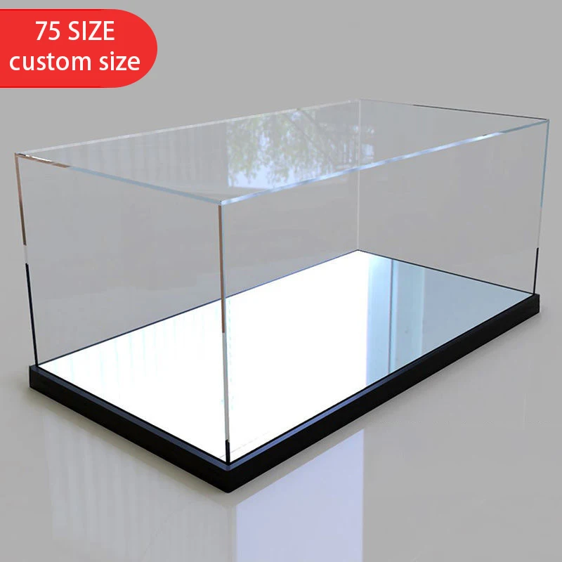 

Acrylic Display Box with Mirror for Figures/Toy/Gundam/Car Model/Collectible/Ball,Clear Countertop Organizer Dustproof Showcase