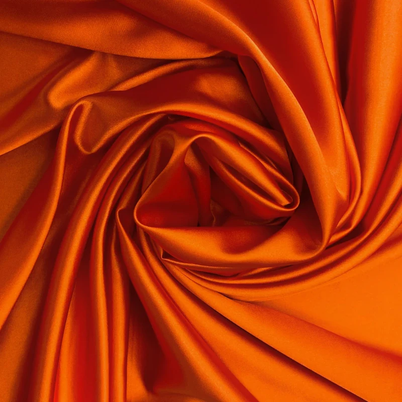 Оранжевая шелковистая эластичная атласная ткань для двора шармёз свадебных