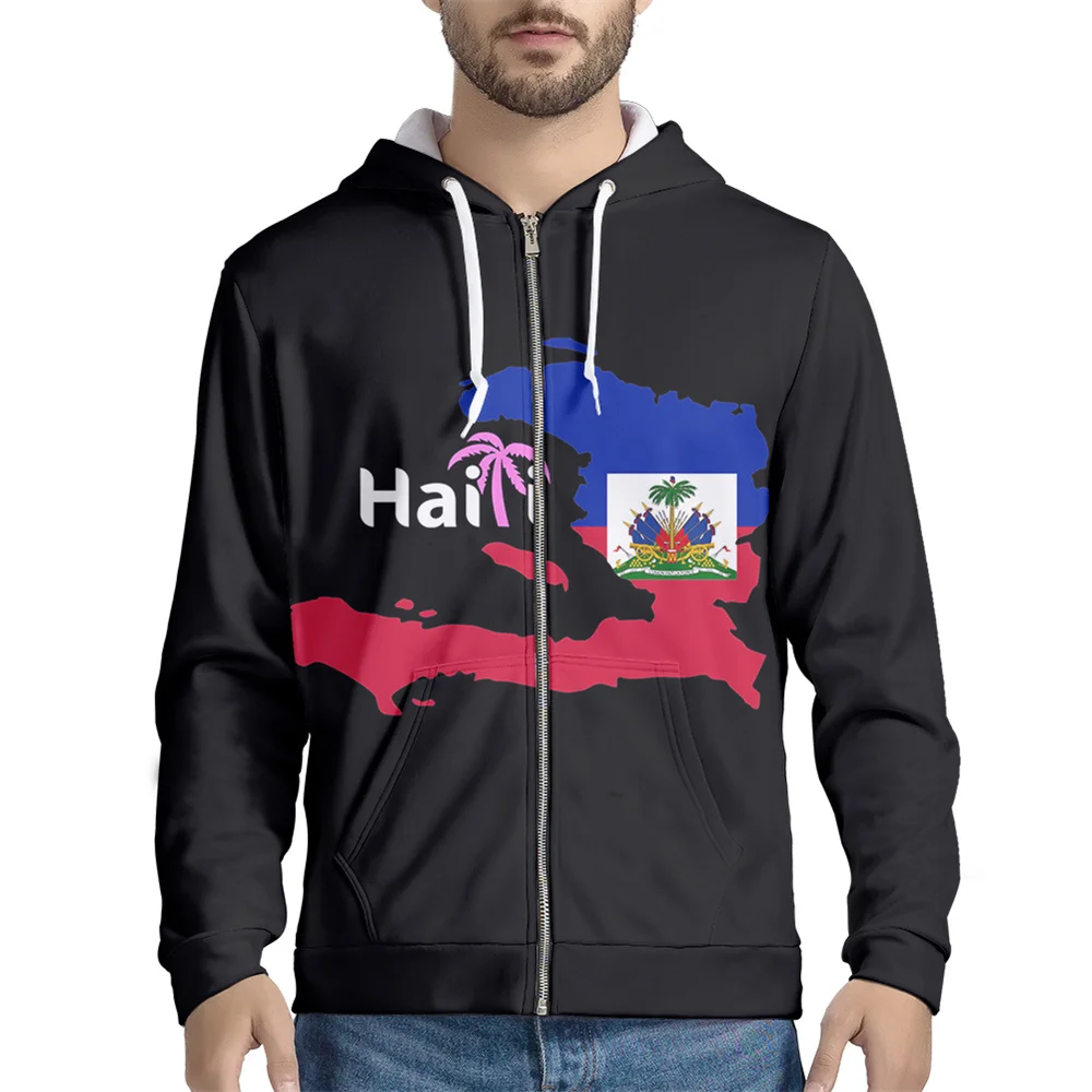 

Nopersonality Модный повседневный мужской свитер на молнии с капюшоном с принтом Hai Di Flag Мужское пальто на молнии Зимняя Толстая мужская куртка